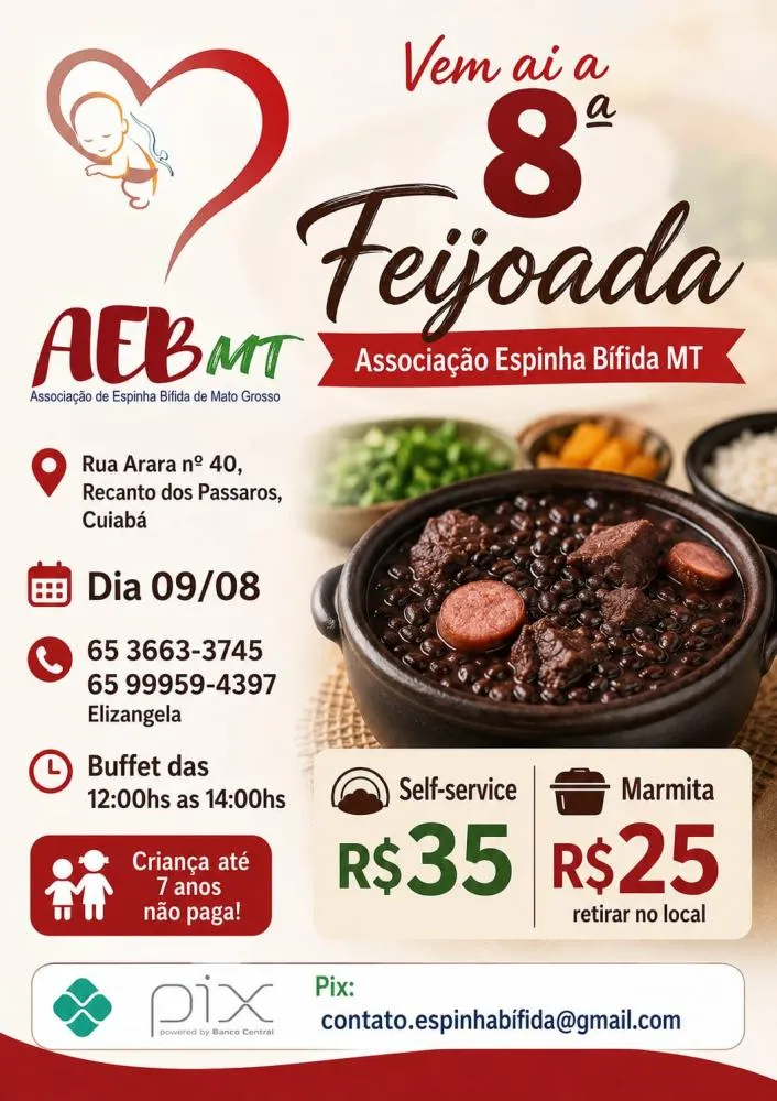 8ª Feijoada da AEB-MT mobiliza solidariedade para manter atendimento a crianças com espinha bífida em Mato Grosso