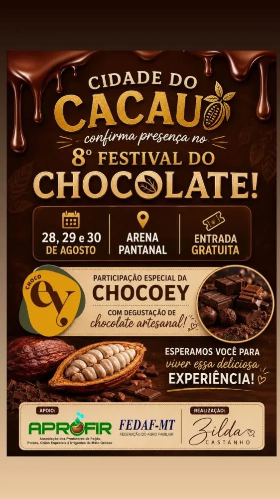 Cidade do Cacau será destaque no 8º Festival do Chocolate na Área Pantanal